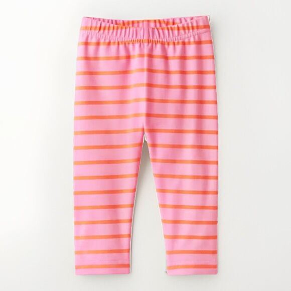 Hanna Andersson Striped Capri Leggings Size 8 Begonia Pink Orange Zest - Picture 1 of 7